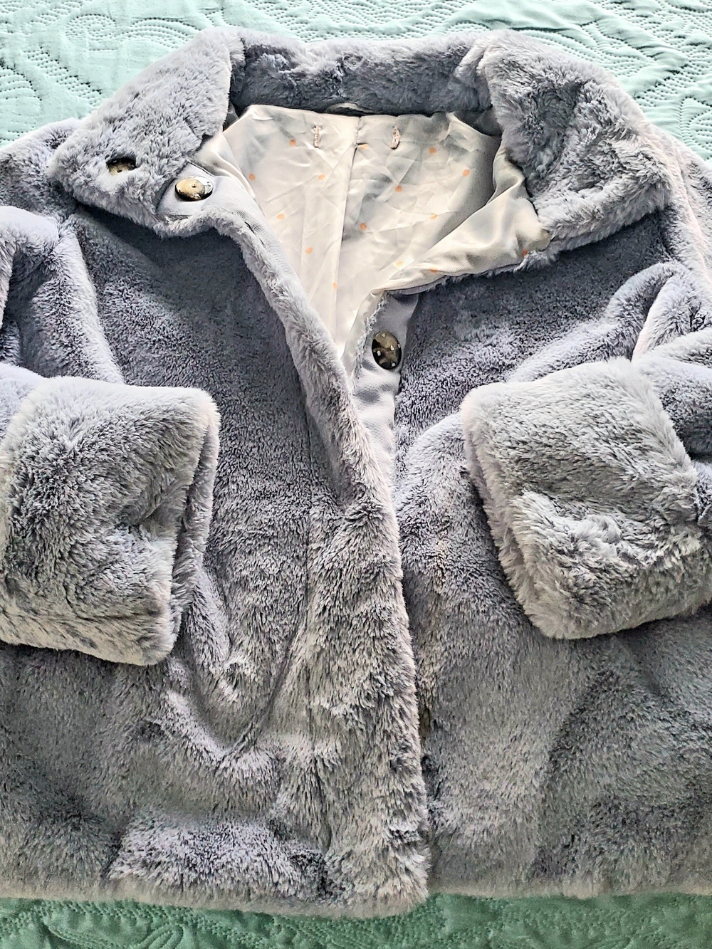 Plush Teddy Jacket in Light Blue - Cozy Women's Coat